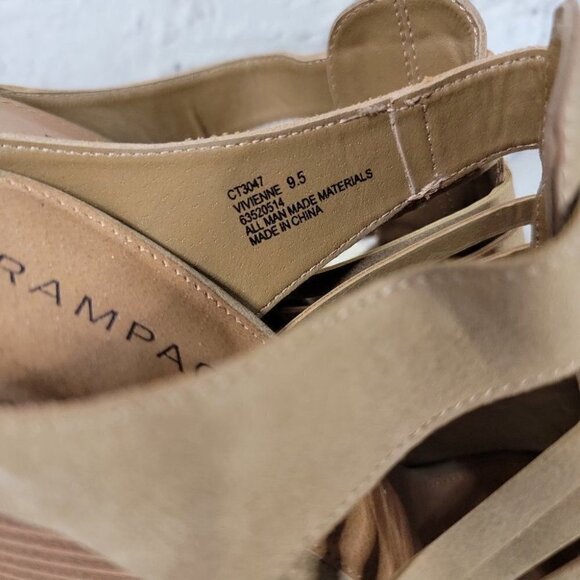 RAMPAGE Vivienne Tan Open Toe Slip On Vegan Block‎ Heel Strappy Sandals  9.5 - Picture 6 of 6